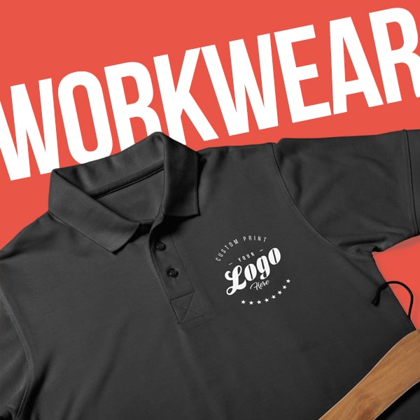 A t-shirt with the word "workwear" to indicate a link to workwear